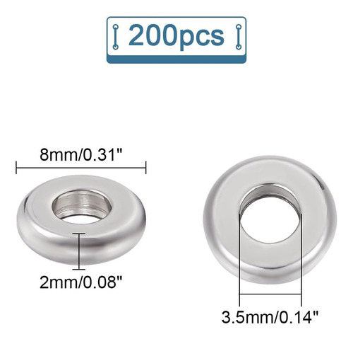 200 Unids 8mm Disco Plano Sólido Espaciador Redondo Pe...