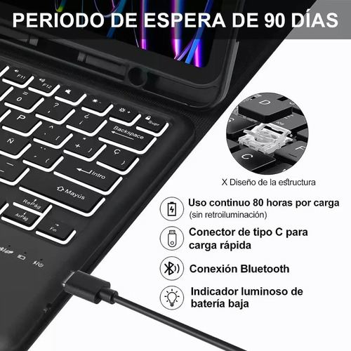 Bn Funda Teclado Mouse +lápiz Para iPad iPad 9ª/8ª/7ª Gen