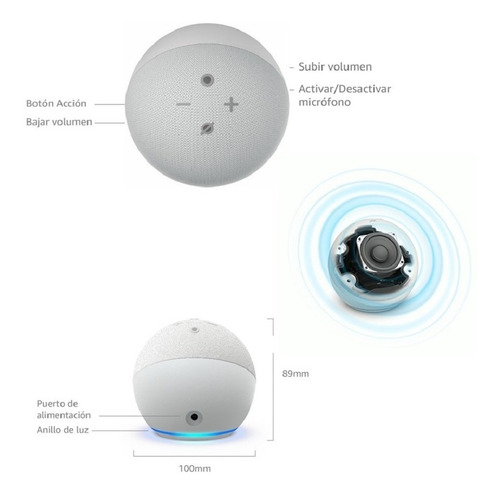 Imagen 3 de 6 de Parlante Inteligente Amazon Echo Dot 5ta Alexa Nuevo Blanco