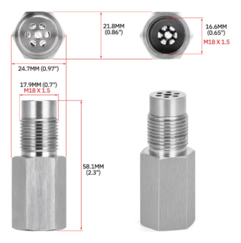 Adaptador Espaciador Extensor Sensor Oxígeno Coche M18x1.5