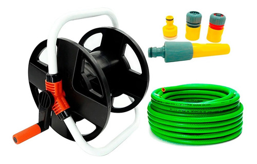 Imagen 1 de 7 de Kit Porta Manguera Riego Manguera 25mts 2123 Aquaflex