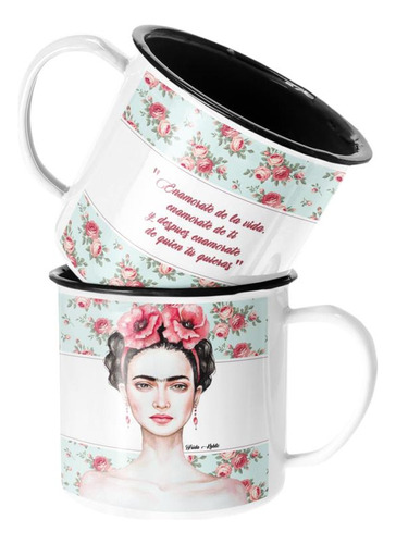 Taza Enlozada Lechera Frida Khalo Enamorate De La Vida