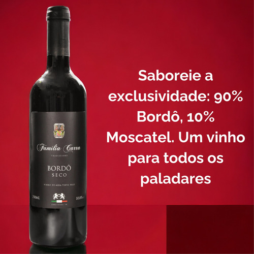 Kit 3 Vinhos Família Carra Tinto De Mesa Bordo Suave 750 Ml