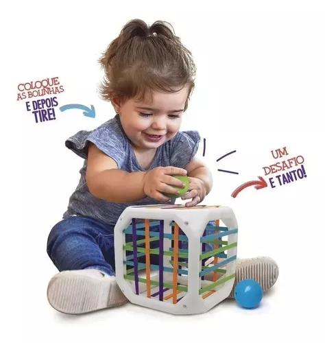 Jogo Infantil Para Crianças Cubo Entrelaçado Com Bolinha