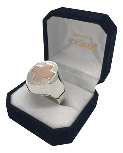 Anillo Sello De Plata C/logo En Oro De Enfermero(s108)