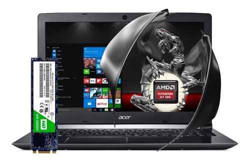 Notebook Acer Amd A10 8gb Ssd 240gb + 1tb 15.6 Vga 2gb Ddr5