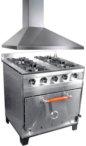 Cocina Eg 80cm Rejas Fundicion Con Campana De Acero Completa