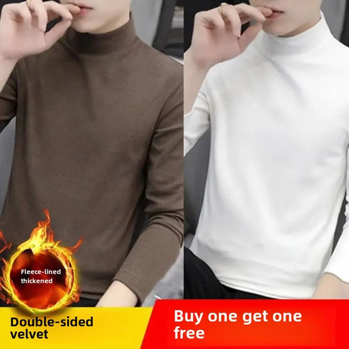Camiseta Cálida De Manga Larga Con Cuello Alto Y Cuello Alto