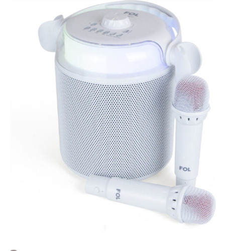 Bocina Portátil Fol Fs-s217 Con Dos Micrófonos Karaoke Color Blanco