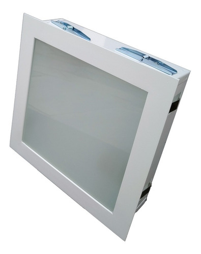 Plafon Embutir Com Vidro Interno Quadrado 20x20 Estrutura Branco