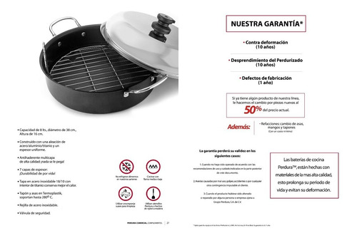 Imagen 5 de 6 de Horno Para Estufa Perdura® Línea Professional 38 Cm / 8 L