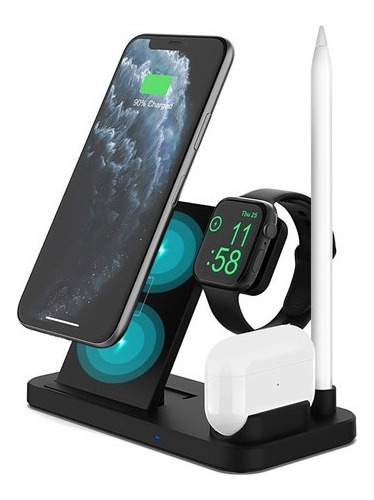Cargador Qi Inalámbrico 9v 4 En 1 iPhone / Android Usb C