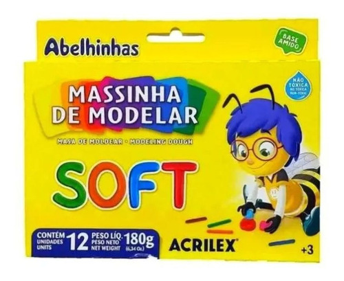 Massinha De Modelar Soft 180g Com 12 Und Acrilex Escolar