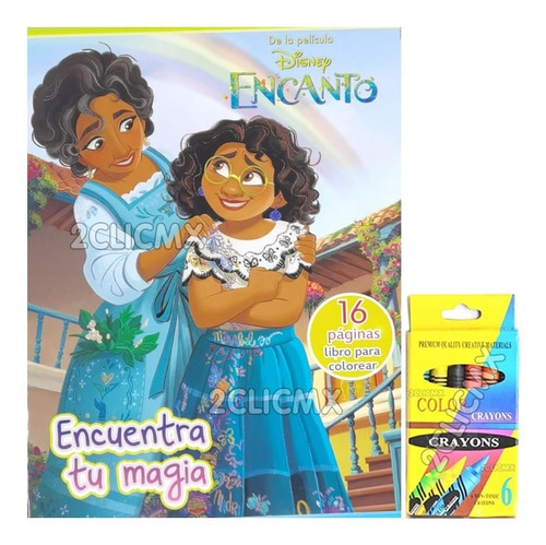 10 Libros Colorear 16 Pag + 10 Crayolas 6 Pz Encanto Disney