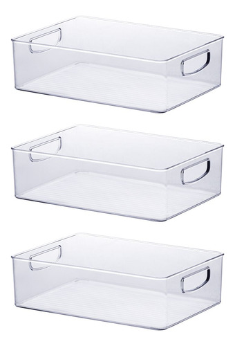 Organizador Geladeira Cozinha Acrílico 31x22x9 Cm Kit 3 Un Cor Transparente