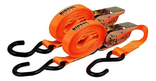 Jogo Cinta Catraca P/amarração C/2 Kit 4,6m Capac. 800kg Cor Laranja