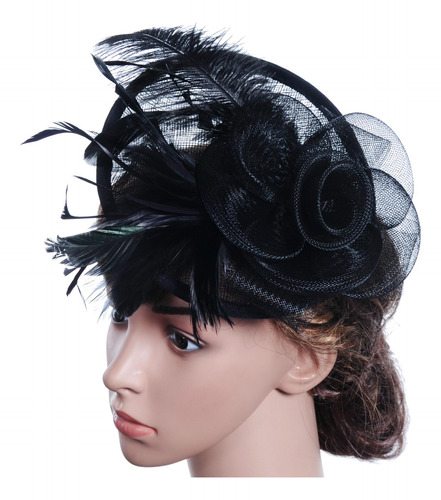 Flor Pluma Malla Fascinator Sombrero Pinza Para El Cabello