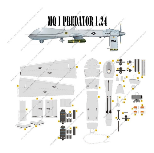 Mq 1 Predator Escala 1.24 Papercraft