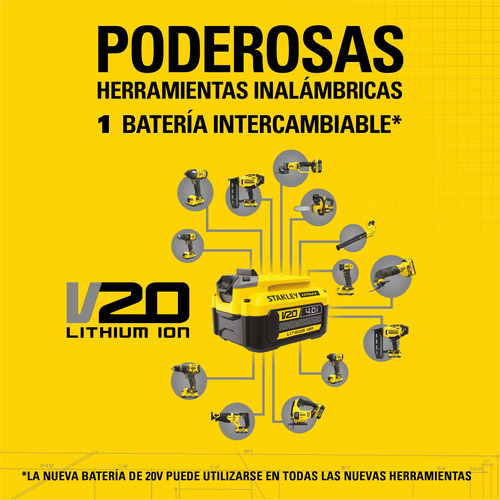 Taladro Atornillador 20v Inalámbrico Stanley Scd700c2k-b3