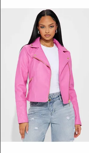 Chamarra biker rosa deals