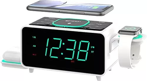 Emerson SmartSet - Radio despertador dual con radio AM/FM, atenuador,  temporizador de sueño y pantalla LED de 0.9 pulgadas, CKS1900