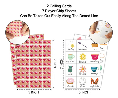 Tarjetas De Bingo De La Fiesta De Té 5x7 (24 Tipos), Favores