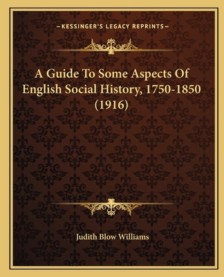 Libro A Guide To Some Aspects Of English Social History, ...