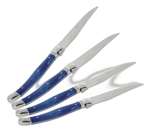 French Home Laguiole Blue Marble Steak Knives Juego De 4
