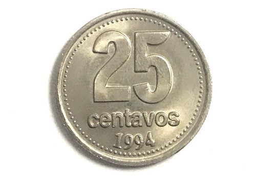 Monedas Argentinas: 25 Centavos 1994 Con Raya En Valor Sc