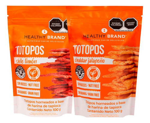 Duo Totopos Veganos |healthy Brand | Chile-limón/cheddar Jal