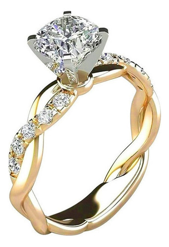 Anillo N 2pc Novia Circonita Diamante Elegante Compromiso Mi