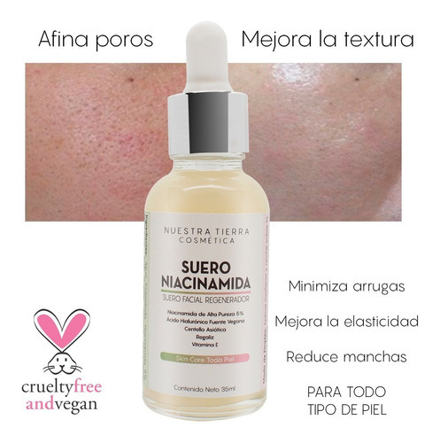 Imagen 2 de 2 de Suero Facial Niacinamida 5% + Acido Hialurónico + Pantenol Tipo De Piel Todo Tipo De Piel