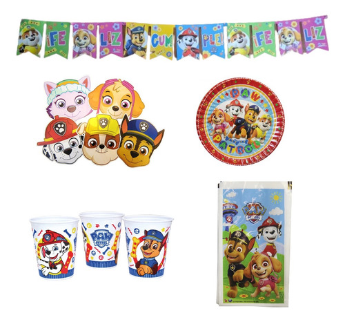 Cotillon Infantil Para Cumpleaños Paw Patrol Banderin