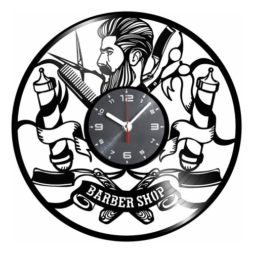 Barbería Reloj De Pared De Vinilo Con Letrero De Barbero - B