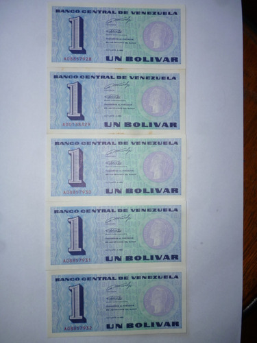 Billetes Antiguos De Venezuela Colección Set De 5 Billetes 