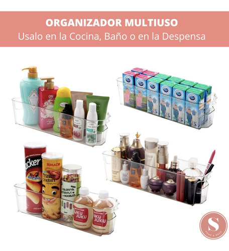 Imagen 4 de 10 de Organizador Para Refrigerador Plástico Transparente 36 Cm
