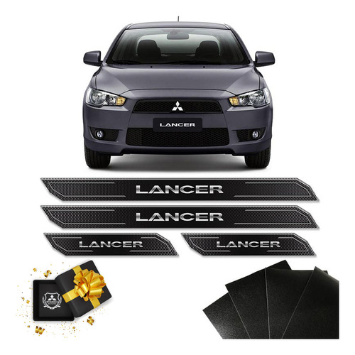 Kit Soleira Diamante Lancer 2012/2019 Com Protetor De Porta