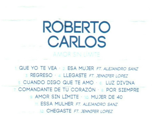 Cd Roberto Carlos Amor Sin Limite(espanhol)100% Original
