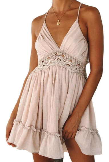 Vestido Pomposo De Malla Retro Sin Espalda De Encaje Sólido Vestido Pomposo De Malla Retro Sin Espalda De Encaje Sólido
