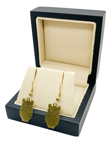 Aros Buho Lechuza Oro 18k Macizo
