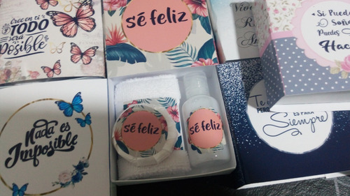 Set Crema + Jabon + Toalla Frases/ Regalo/ Logo X 20