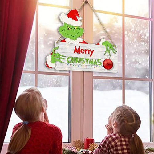 ¡ Letrero Colgante De Madera Grinch En Navidad