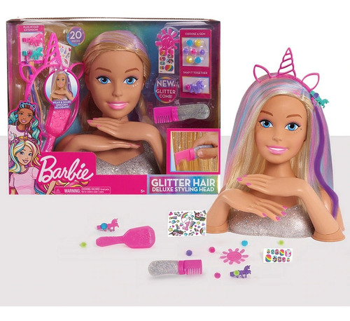 Barbie Peinados Y Accesorios Arcoíris 27pcs Cabeza Gmv36