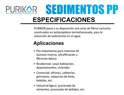 Cartucho D/sedimentos P/ Purificador Purikor Pkcpp2.5x10x50
