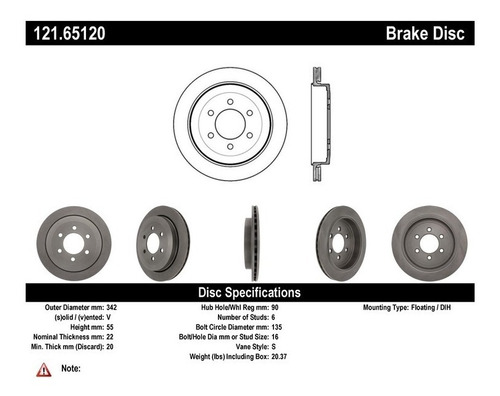 Disco De Freno Trasero Ford Expedition, Lincoln Navigator