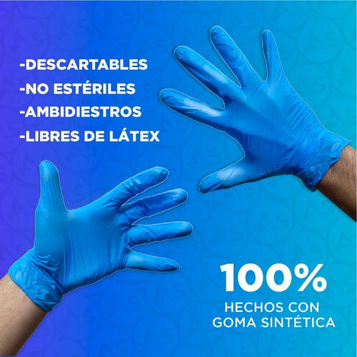 Imagen 4 de 10 de Guantes De Nitrilo Descartables Sin Polvo Medicos Caja X100