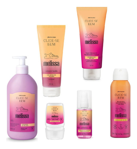 Kit Perfume Boticário Cuide Se Bem Melissa Presente Body Splash Sabonete Liquido Hidratante Corporal Mãos Cabelos Shampoo Condicionador Leave In Blush