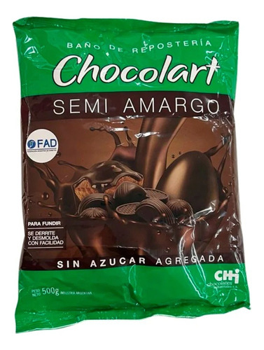 Chocolate Semi Amargo De Baño Sin Azucar Agregada X 500 Grs