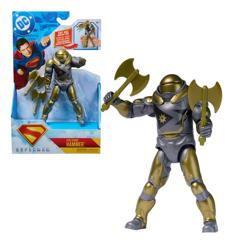 DC Comics, SUPERMAN, Linterna Verde, figura de acción Epic Strike, 15 cm, estilo como el de la película, incluye 2 accesorios, juguetes para niños y niñas a partir de 4 años