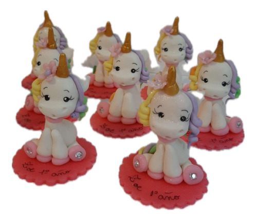 Unicornio Souvenir En Porcelana Fría Con Base X5u